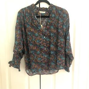 Doen NWT floral printed blouse size small